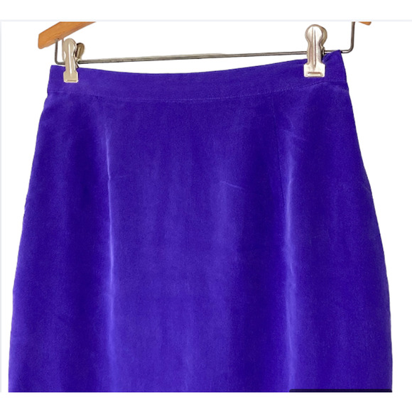 Vintage Purple SILK Skirt - Straight Cut Knee Length Skirt - 28 30 Waist - Picture 4 of 10